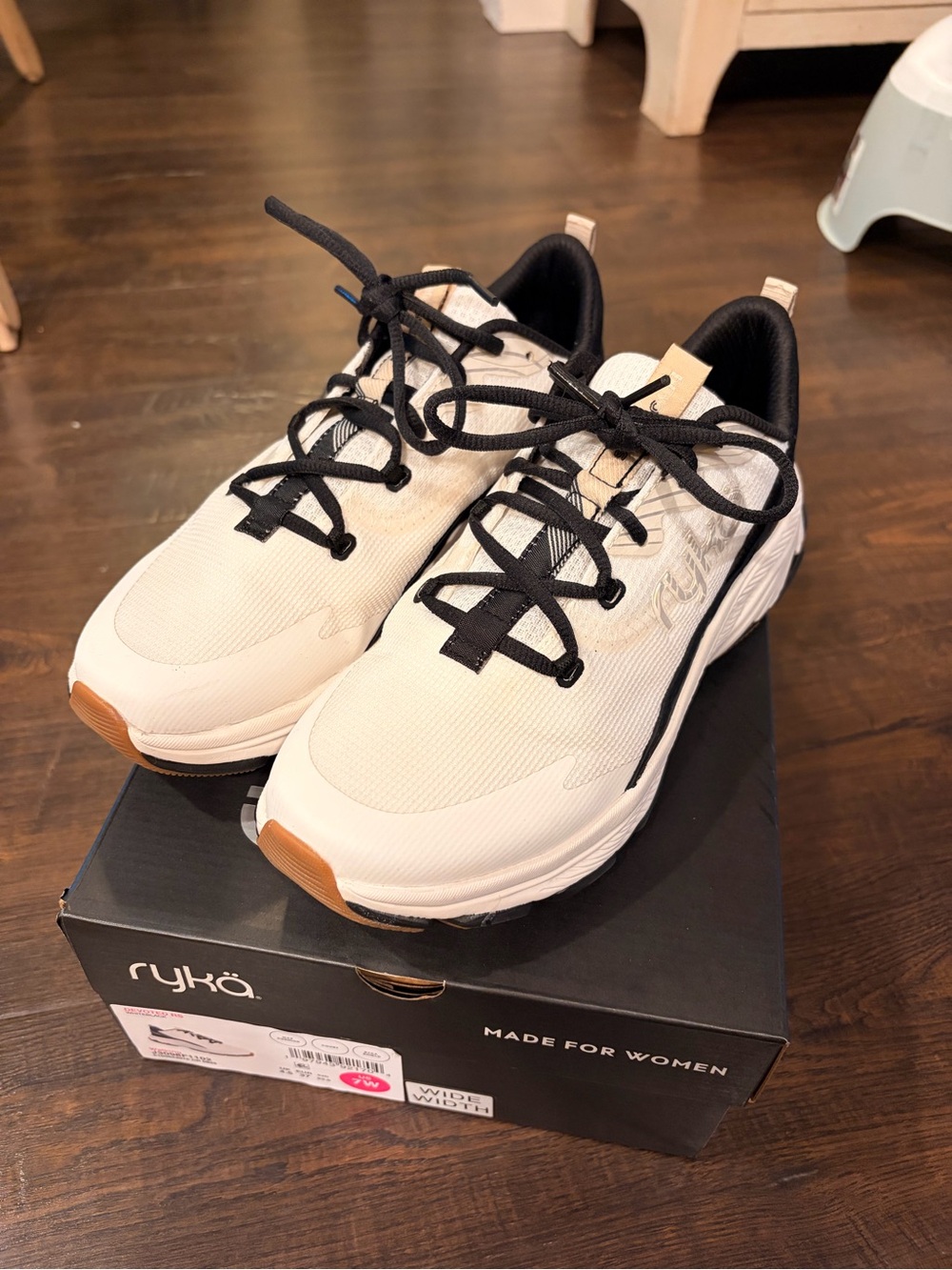 Ryka Beige Athletic Sneakers with Black Accents